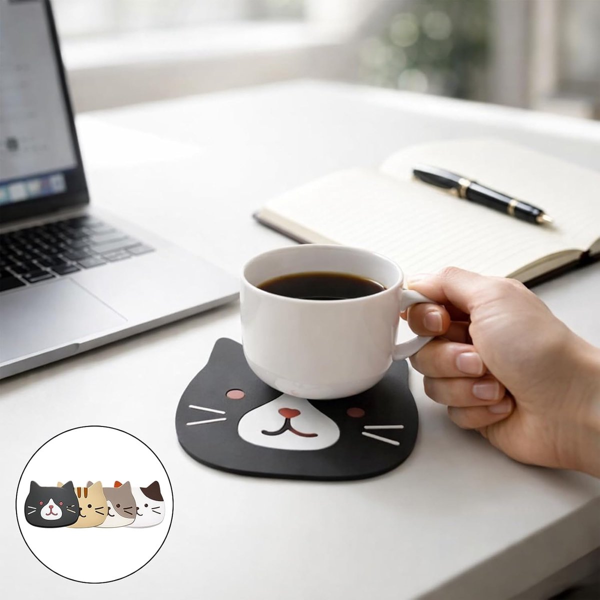 Onderzetters siliconen kattenvorm - 4 stuks - wasbaar en antislip - hittebestendig voor eettafel - SnelShoppen