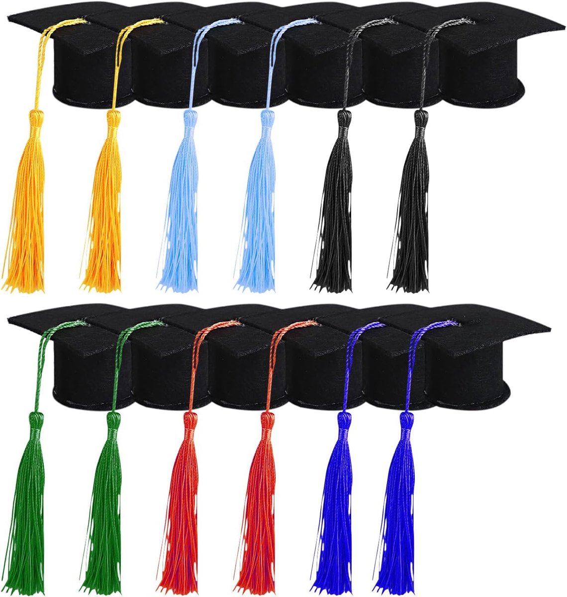 Mini afstudeerhoedjes 12 stuks - decoratieve wijnfles tassel hoedjes - feestelijke versiering - SnelShoppen