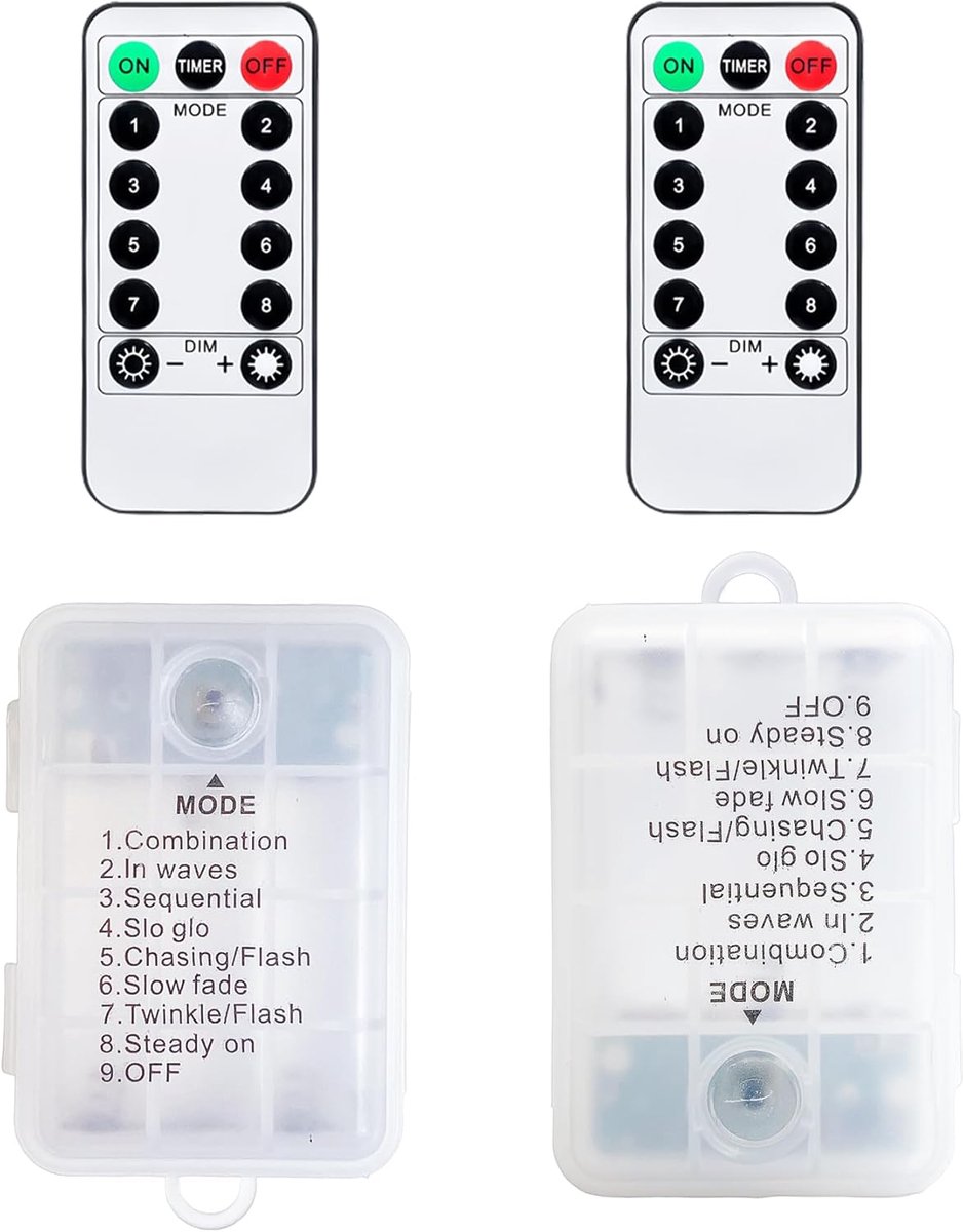Batterijdoos 2pcs met aan/uit-schakelaar - 8 dimbare standen - IP44 waterdicht - Ideaal voor sfeerverlichting - SnelShoppen