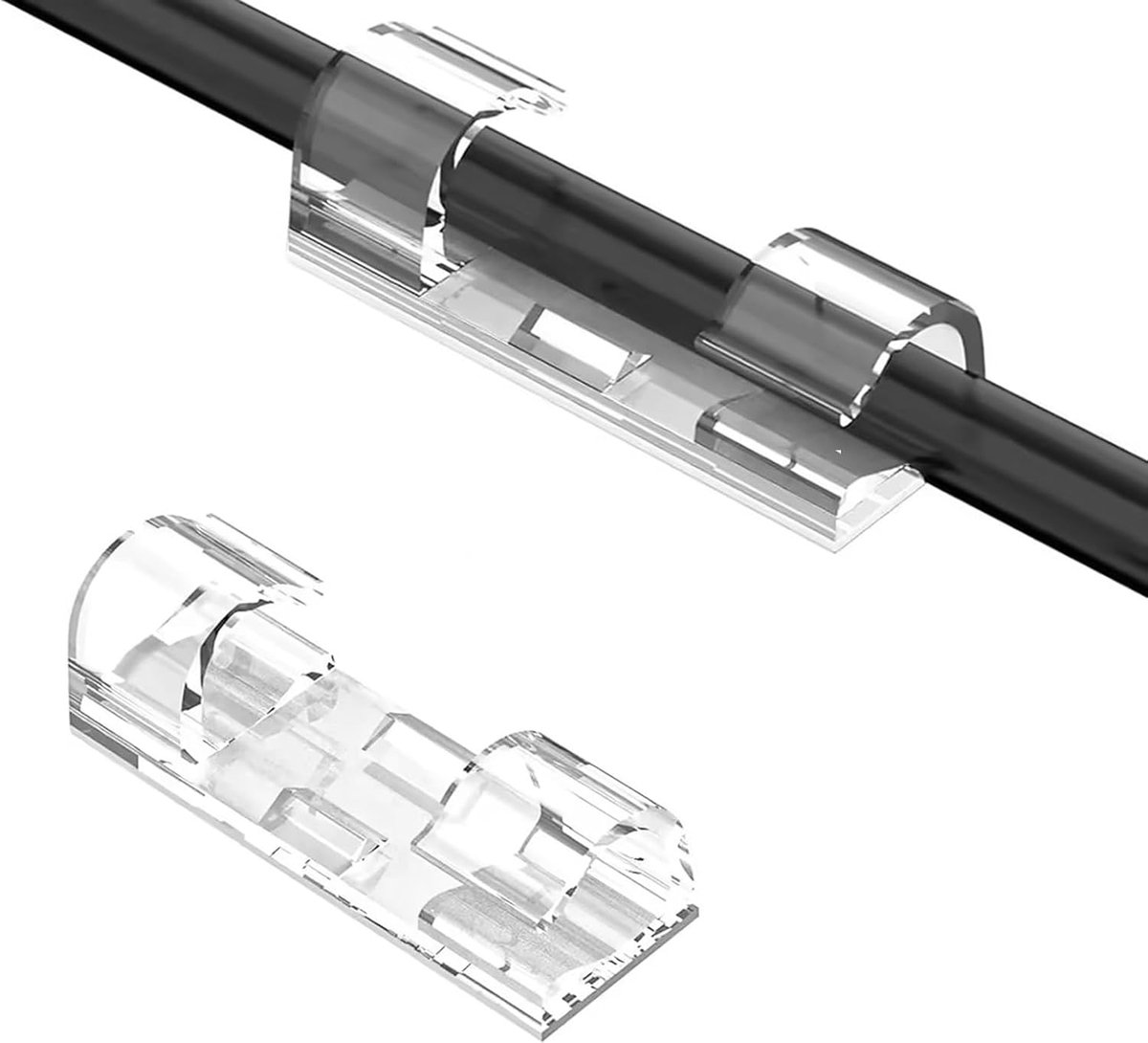 Kabelclips 100 stuks - Zelfklevend - Transparant - Houd kabels netjes onder bureaus - SnelShoppen