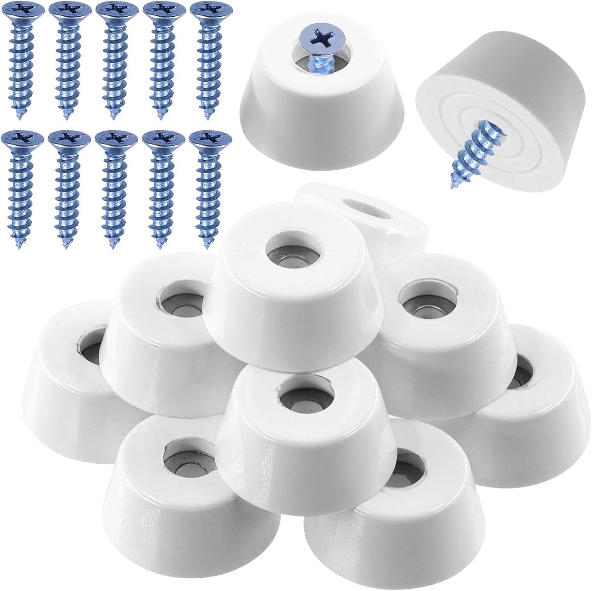 Meubelpads 10 stuks - ronde rubberen voetjes - wit - geschikt voor meubels en apparaten - SnelShoppen