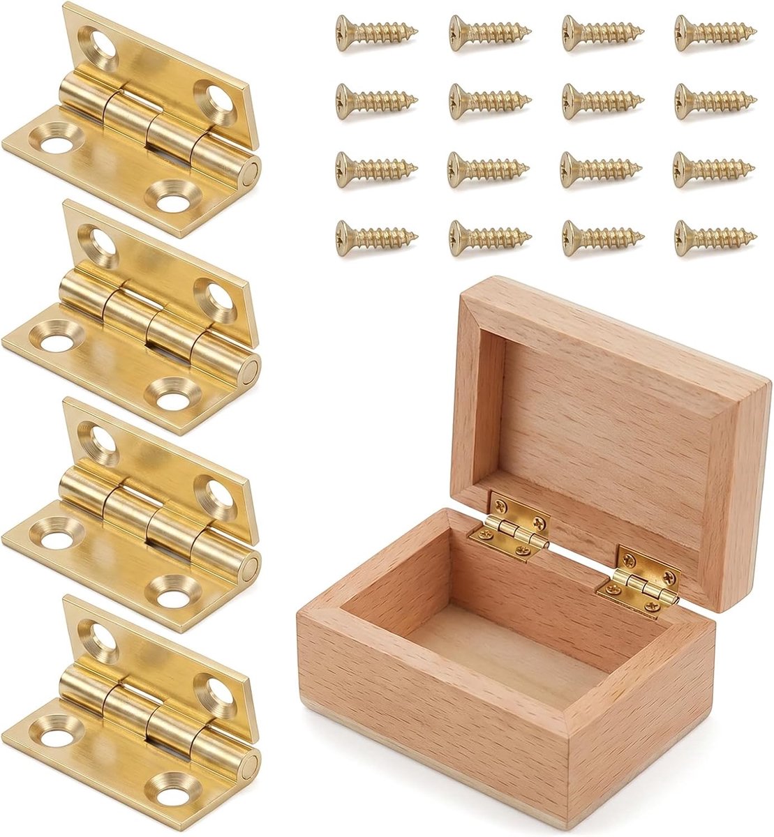 Kastscharnieren set van 4 - Goudkleurig - RVS klap scharnieren - Perfect voor meubels en sieraden - SnelShoppen