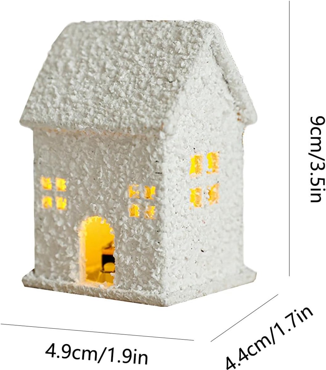Verlichte Kersthuisjes - Kerstdorp Sneeuw Huizen - Tafeldecoratie - Met LED Verlichting - 5.8x4.8x7cm - Wit – foto 7