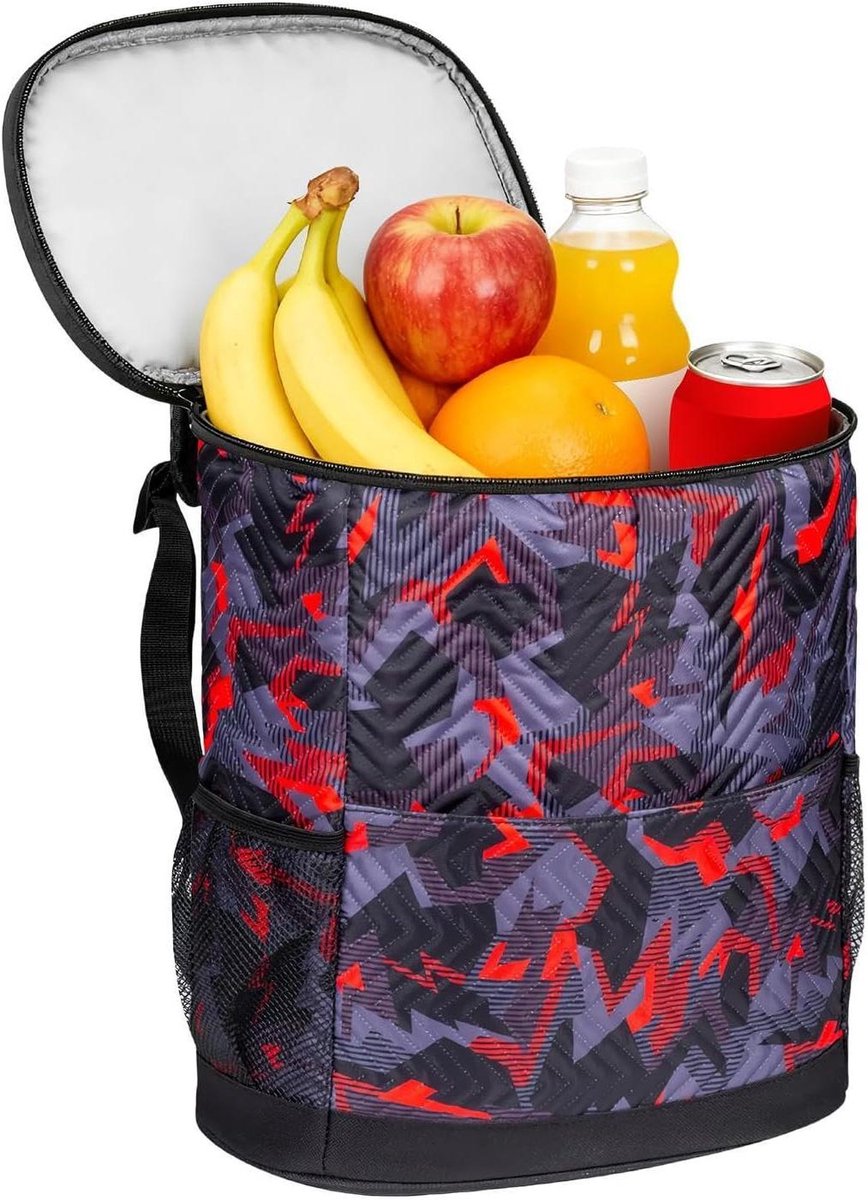 Koeltas - Lekdichte Box Opvouwbare Tas - Buitenactiviteiten - Waterdicht Isolatiesysteem - 33 x 29 x 10 cm - Camouflage rood