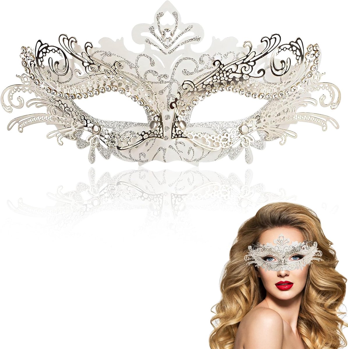 Metalen Strass Masker voor Vrouwen - Venetiaans Maskerade Bal Masker voor Feesten