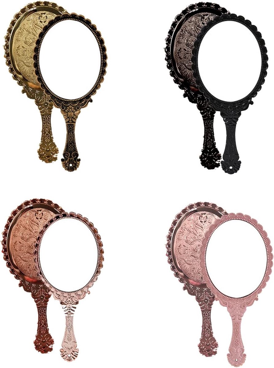 Make-up Spiegel 4 Stuks - Handspiegel met Handvat - Metalen Spiegel - Ideaal voor Thuis en Buiten - SnelShoppen