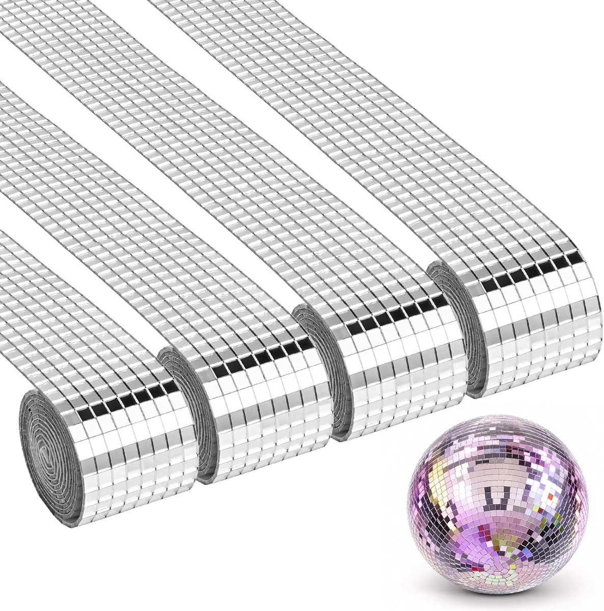 Zelfklevende mozaïektegels 6400 stukjes - Spiegelglas - Zilver - Voor creatief discobal knutselen - SnelShoppen