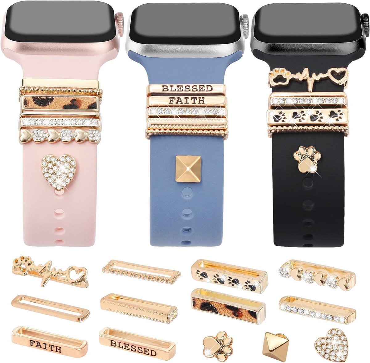 Charms voor horlogeband 38mm 40mm 41mm - metalen diamanten bling - decoratieve sieraden - SnelShoppen