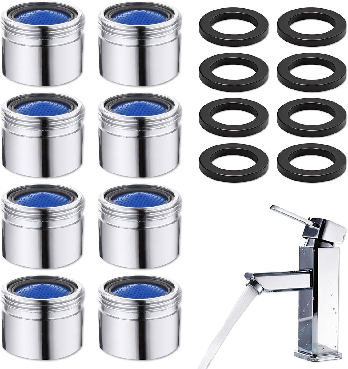 Kraanaccessoire M18 Jet Regulator - Set van 8 - Koper 14x18mm - Duurzaam en milieuvriendelijk - SnelShoppen