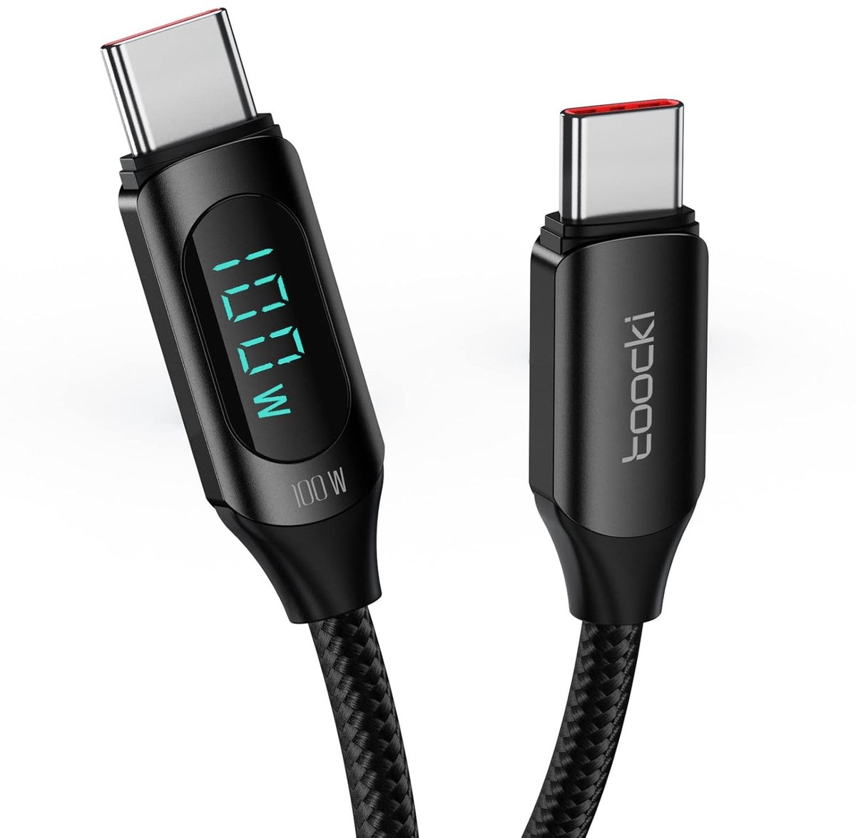 USB C Snelle Oplaadkabel 2M - Gevlochten - 100W PD 5A met LED-display - Ideaal voor laptops en smartphones - SnelShoppen