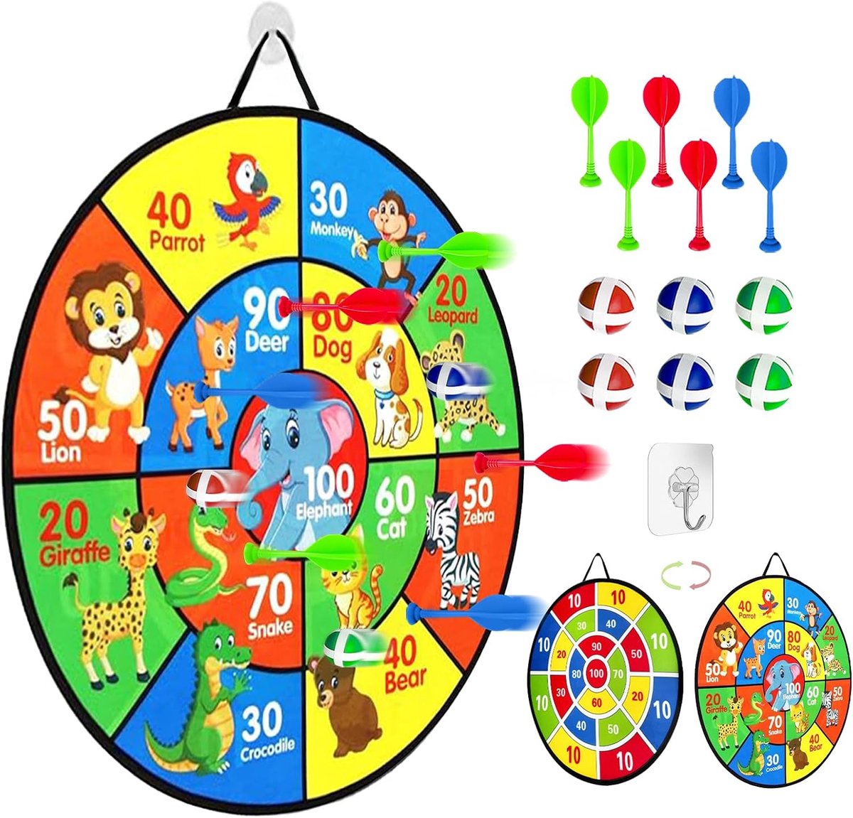 Dubbelzijdig dartbord 66 cm - met ballen - veilig kinderspeelgoed - bevorder hand-oog coördinatie - SnelShoppen