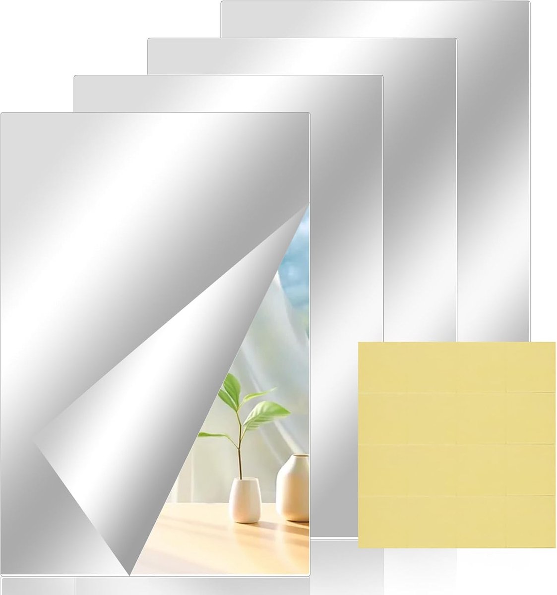 Spiegel tegel 20 x 30 cm - zelfklevend acryl - flexibele wandspiegel - perfect voor badkamer of kast - SnelShoppen
