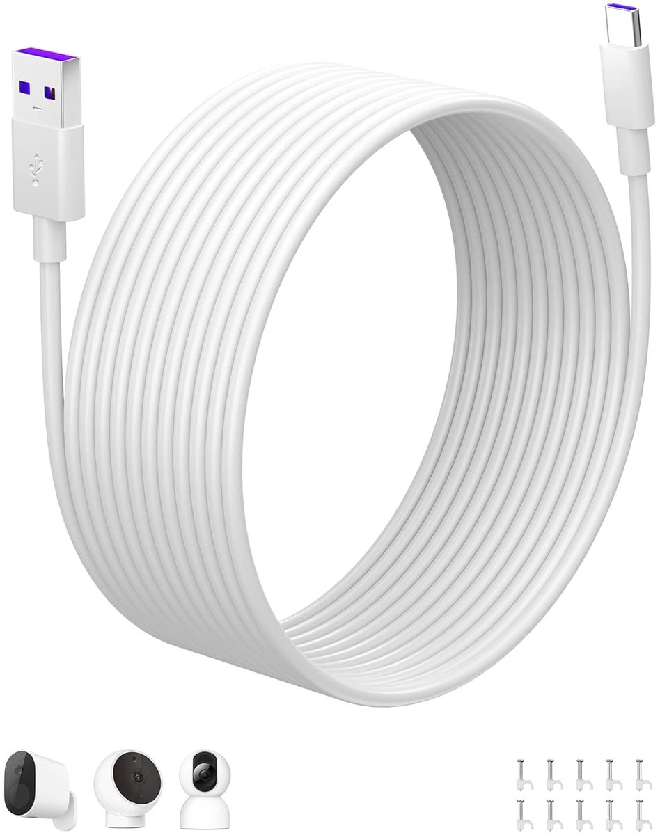 USB C Kabel 8m - USB A naar USB C - Oplaadkabel voor beveiligingscamera - Ideaal voor lange afstanden - ShopVlot