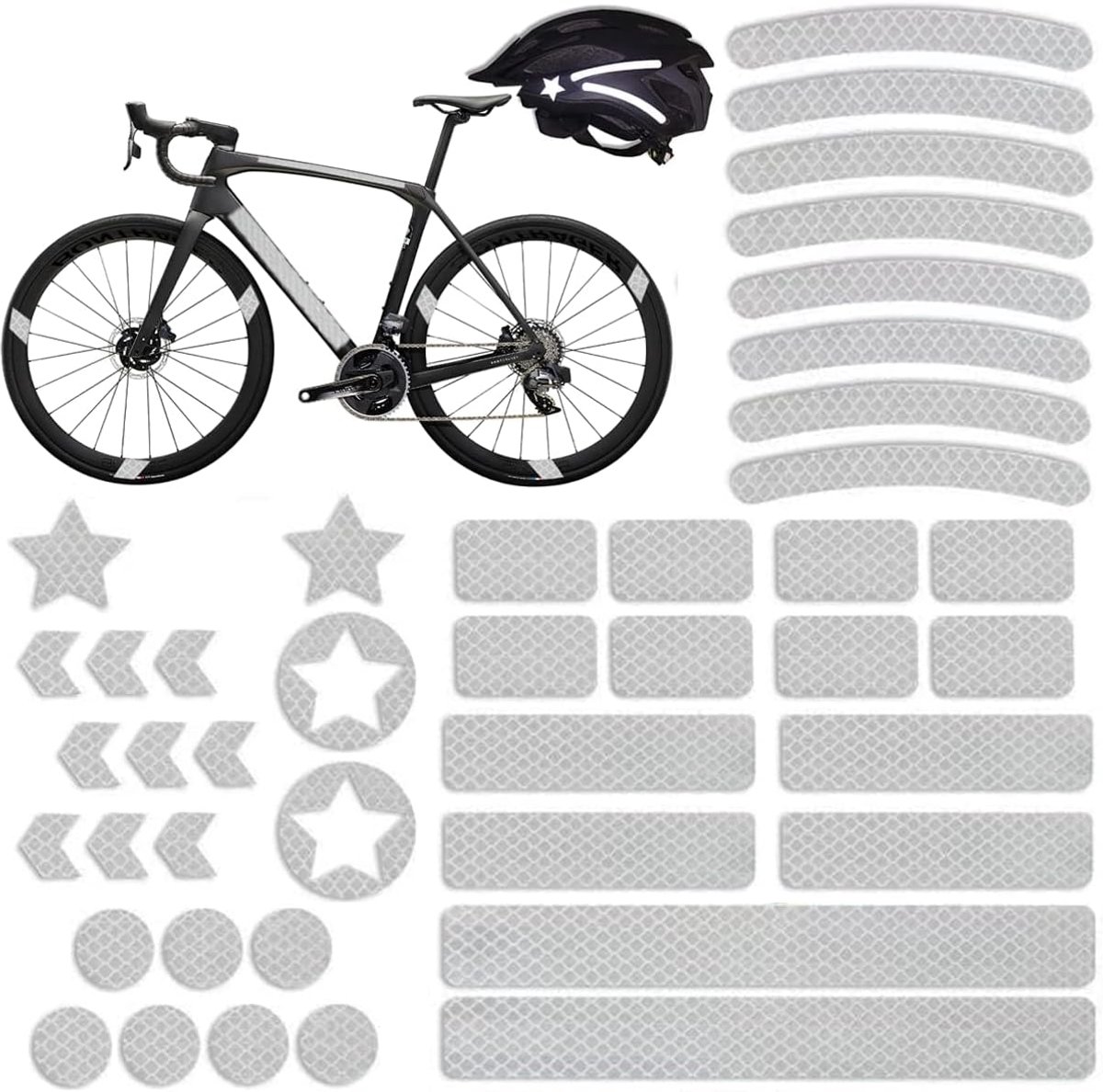 Reflecterende stickers 42 stuks - Multi vormen kit - Waterdicht - Veiliger fietsen in het donker - ShopVlot
