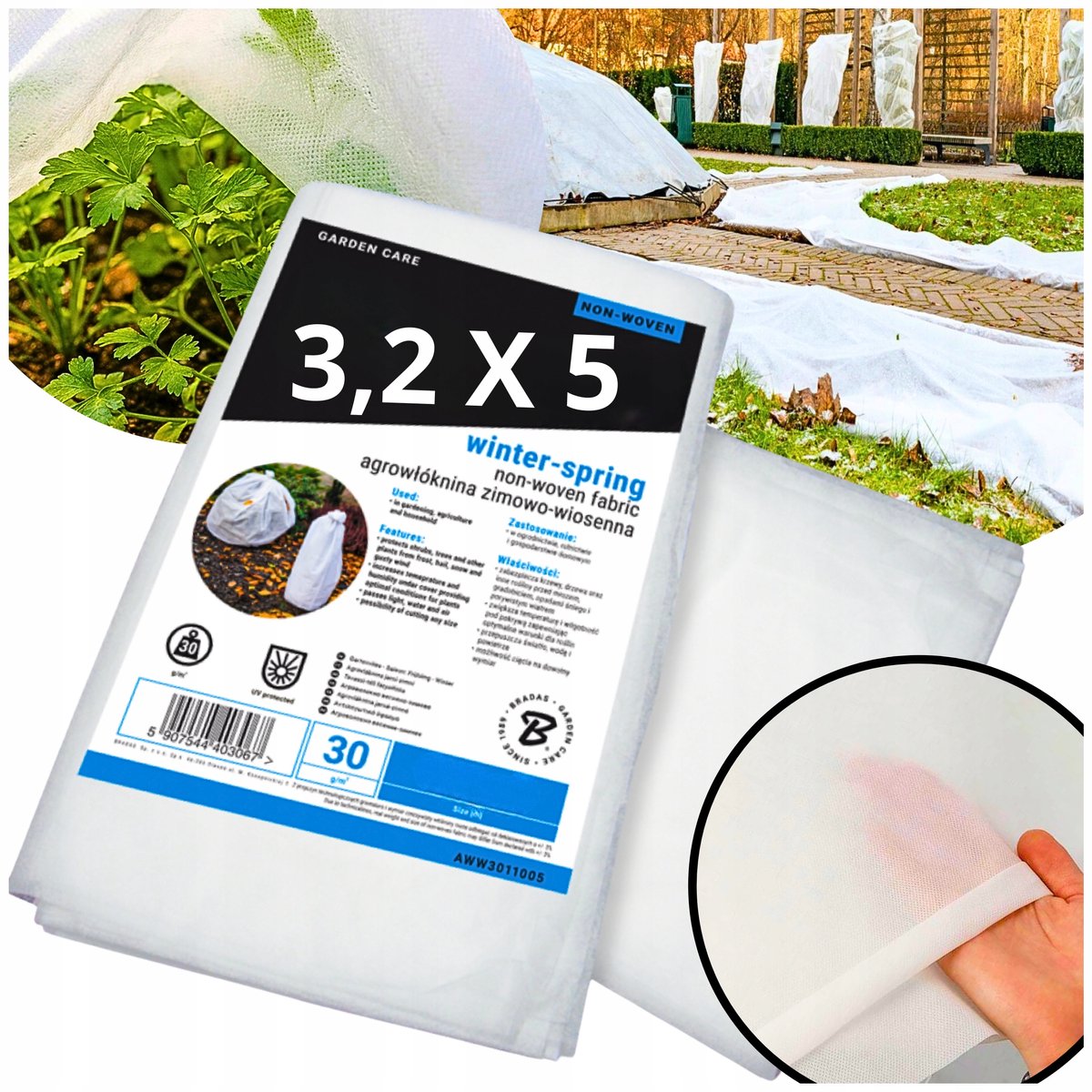 Agrotextiel Tuin 3,2x5m Wit 30g/m² - Bescherming voor Planten