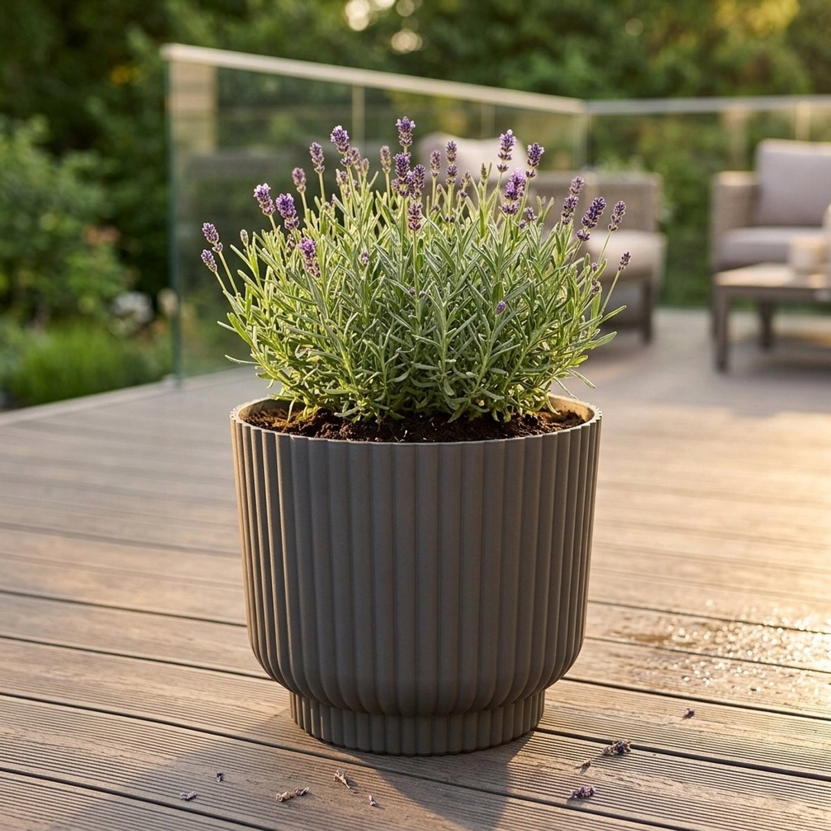 Merkloze Terras- & Balkonpot - Golvend Design 25cm Antraciet