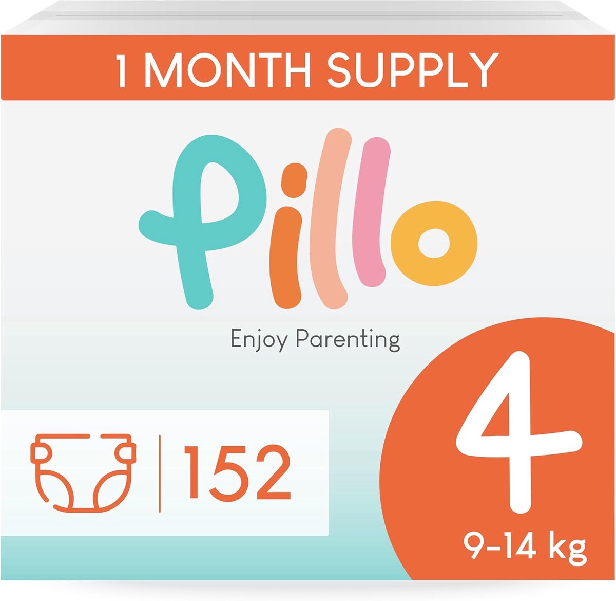 SnelShoppen - Pillo Luiers Maat 4 - 152 Luiers, 4 Verpakkingen van 38 Luiers Maxi (9-14kg) - Zachte en Ademend Materiaal, Hoge Absorptie, Perfect voor