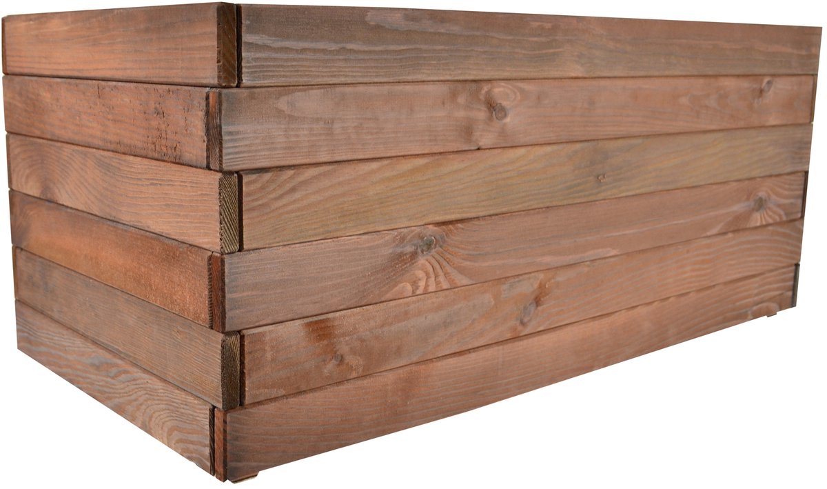 Houten bloembak voor balkon en terras, donkerbruin, 80cm