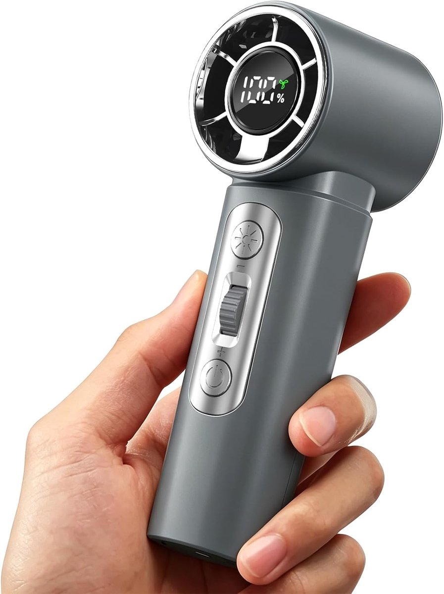Draagbare handventilator 3000 mAh - mini-ventilator met digitaal display - 100 standen koeling - ShopVlot