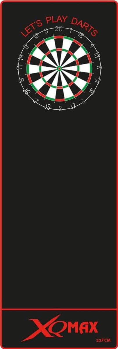 Dartmat 237 x 80 cm - Rood Zwart - Officiële speelafstand - Beschermt vloer en dartpunten - ShopVlot
