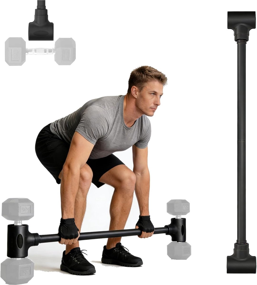 Dumbbell converter 4,2 cm - staal met rubbercoating - 40 kg per kant - ideaal voor variabele training intensiteit - ShopVlot