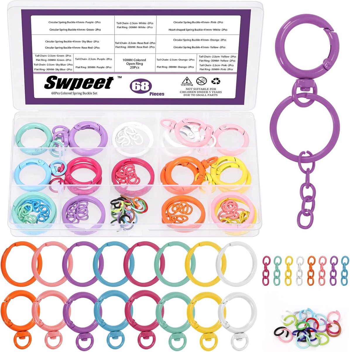 Sleutelhanger karabijnhaak - metaal - multifunctioneel - ideaal voor sleutels en accessoires - SnelShoppen