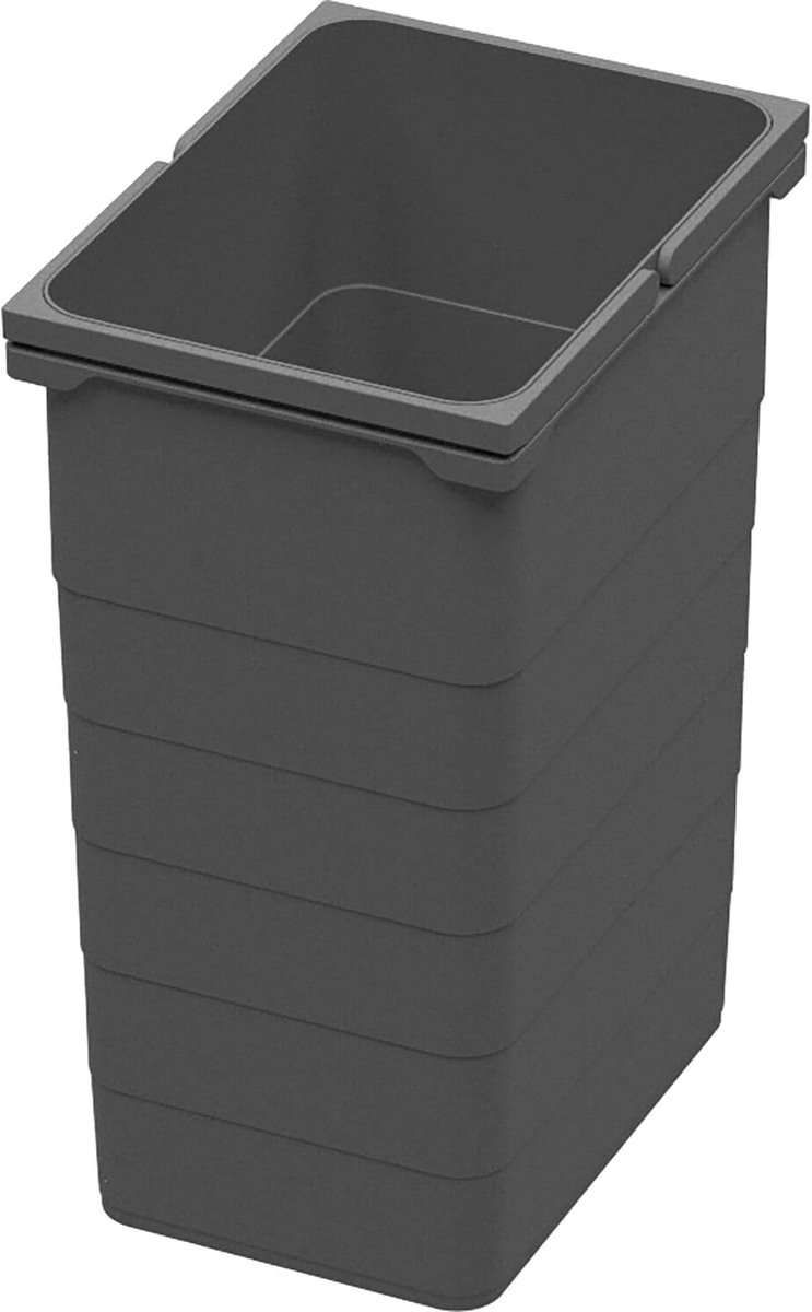 Afvalemmer 26L - Kunststof donkergrijs - Praktische handvatten - Ideaal voor afvalscheiding - SnelShoppen