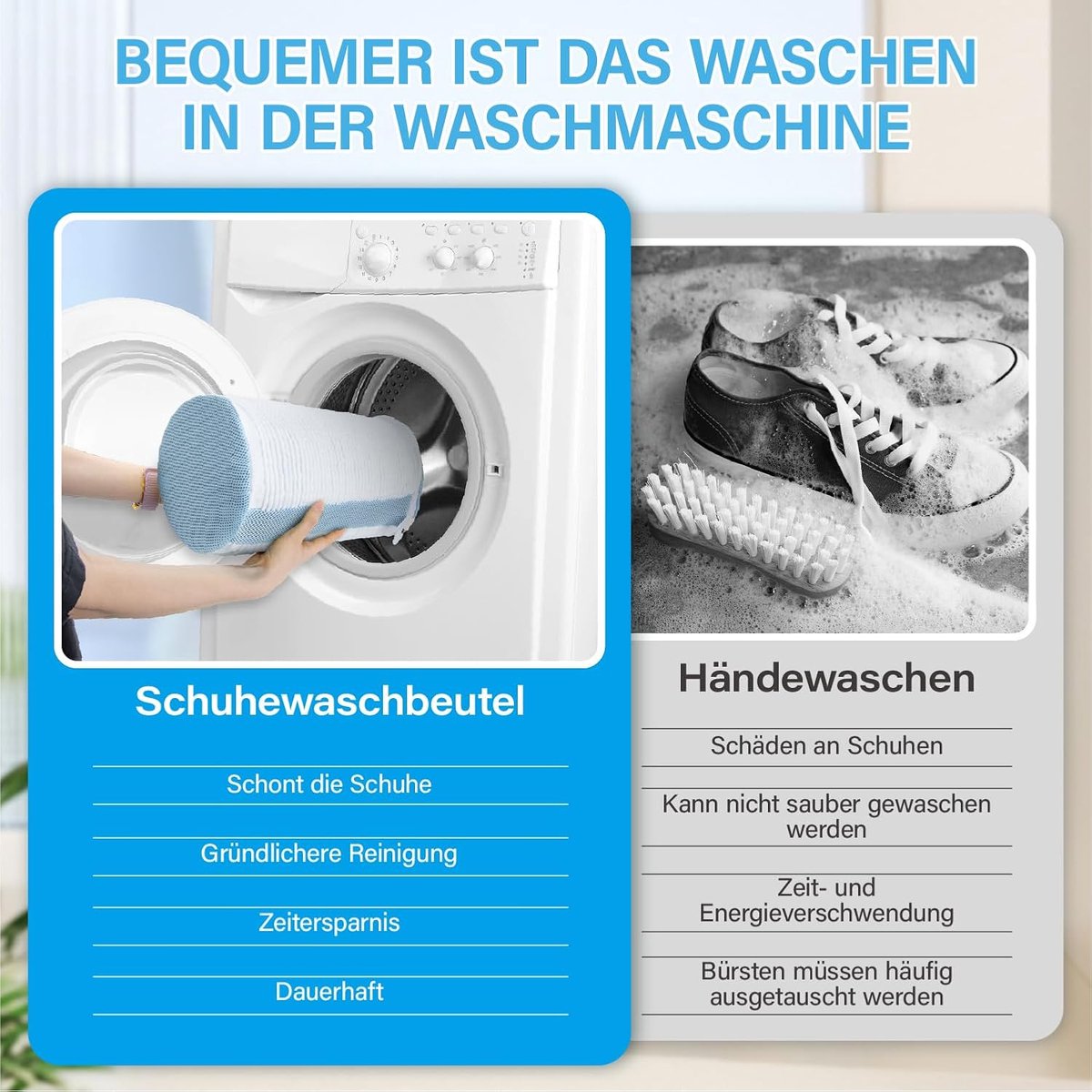 Schoenwaszak 2 stuks - wasmachine met verstelbare schoenstretchers - 360° reiniging fleece - SnelShoppen