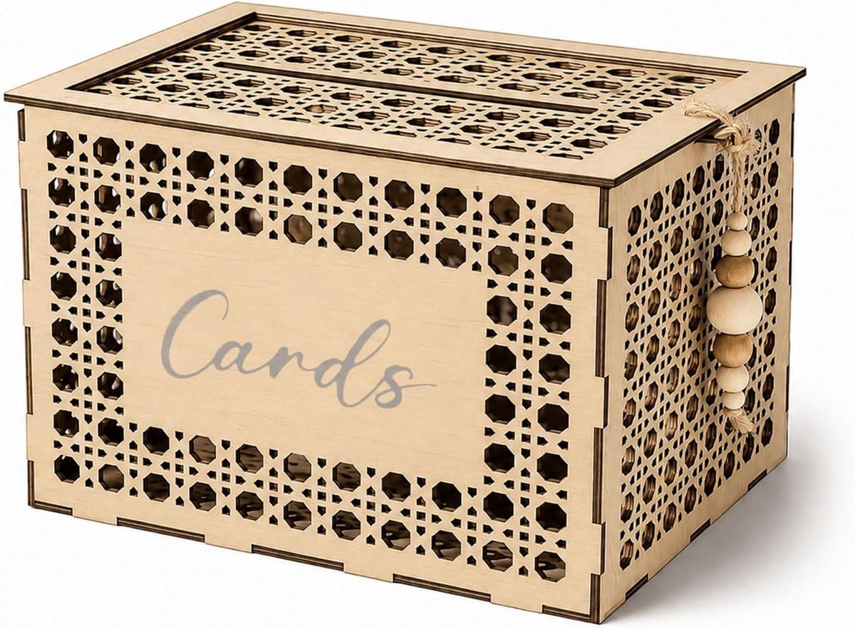 Kaartdoos Houten Box - Vintage Gegraveerd - Veilig voor Trouwen - SnelShoppen