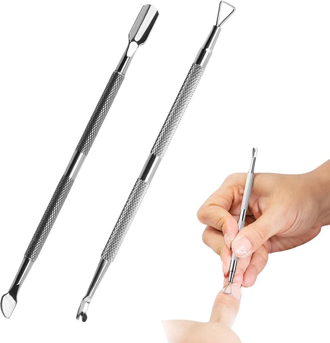Nagelverzorgingsset 2-delig - Dubbelzijdige nagelduwer en ondernagelreiniger - Perfect voor manicure en pedicure - SnelShoppen