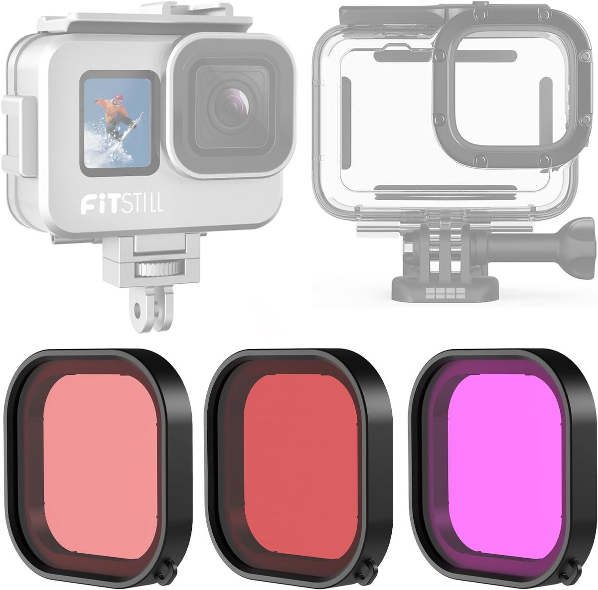 Duikfilter Tri-kleur - Geschikt voor GoPro Hero 9/10/11/12/13 - Verbeterde onderwaterkleuren - Ideaal voor duikers - SnelShoppen