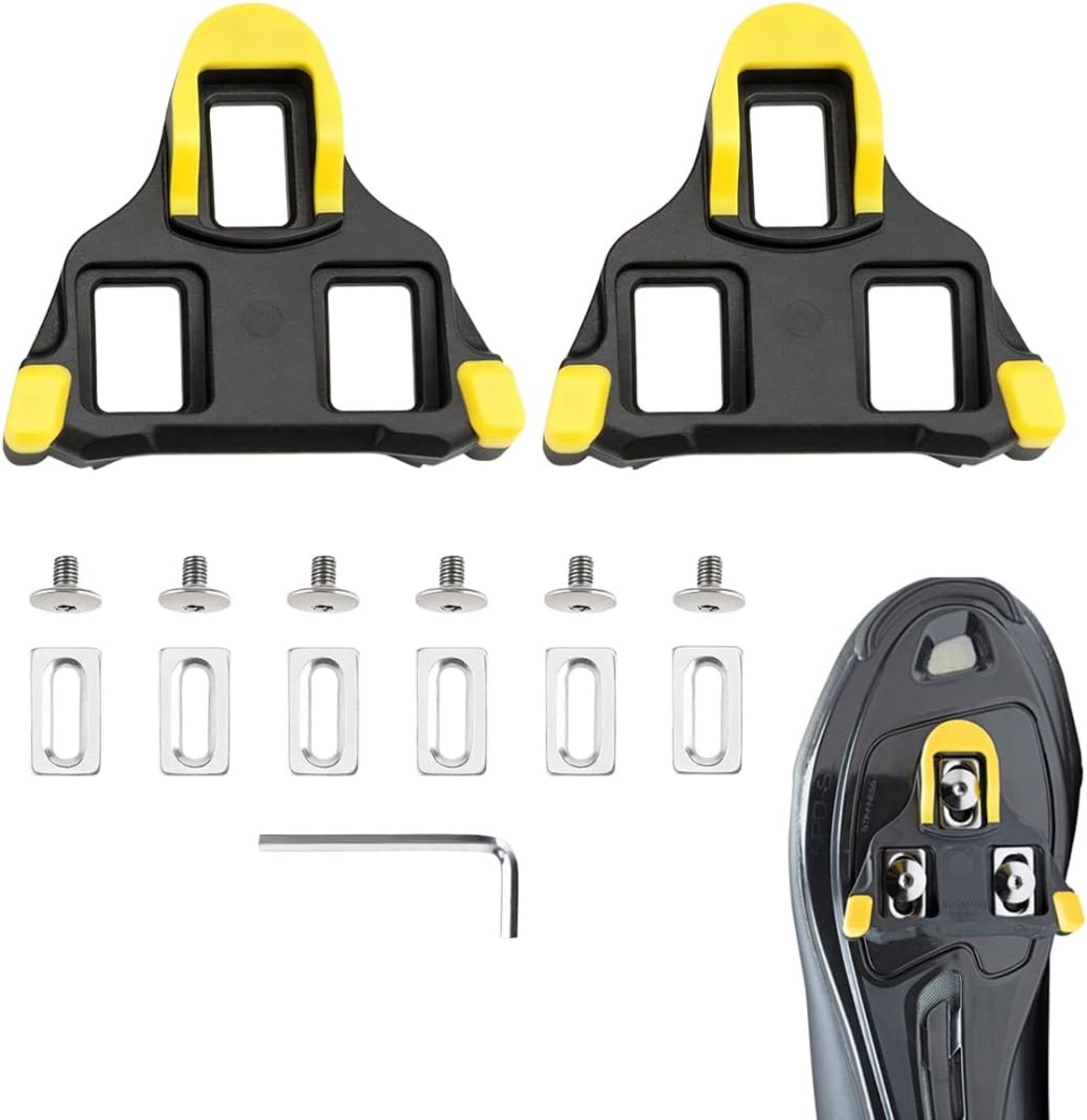 Fietspedalen met racefietsschoenen - antislip ITPU-rubber - inclusief 13 accessoires - verbeterde rijstabiliteit - SnelShoppen