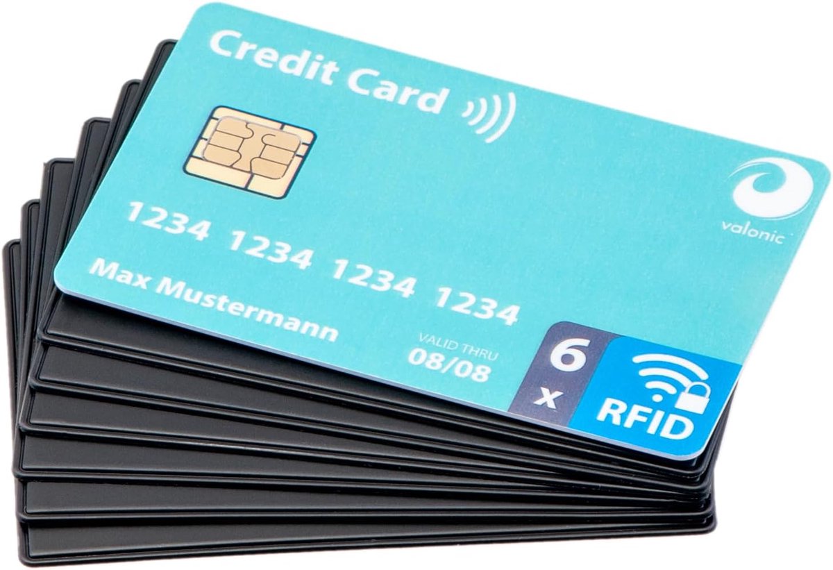 RFID blocker card 0.8 mm - pack van 6 - extra dun - bescherming tegen skimming - SnelShoppen