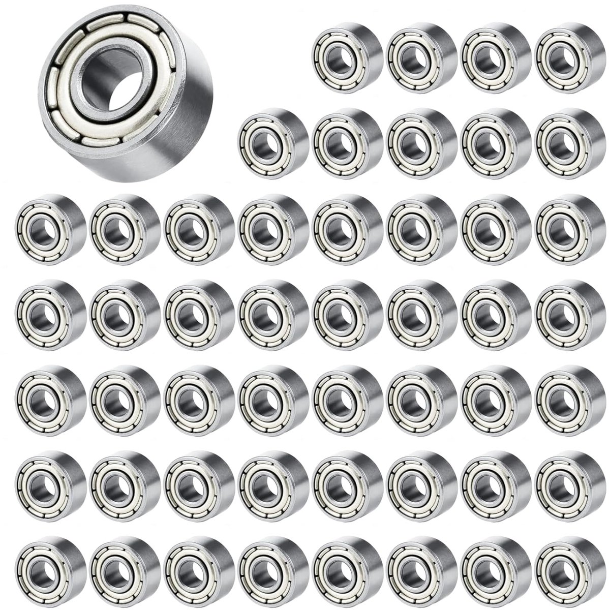Mini kogellagers 3 x 8 x 4 mm - dubbel afgeschermd carbon staal - 50 stuks - ideaal voor skateboards - SnelShoppen