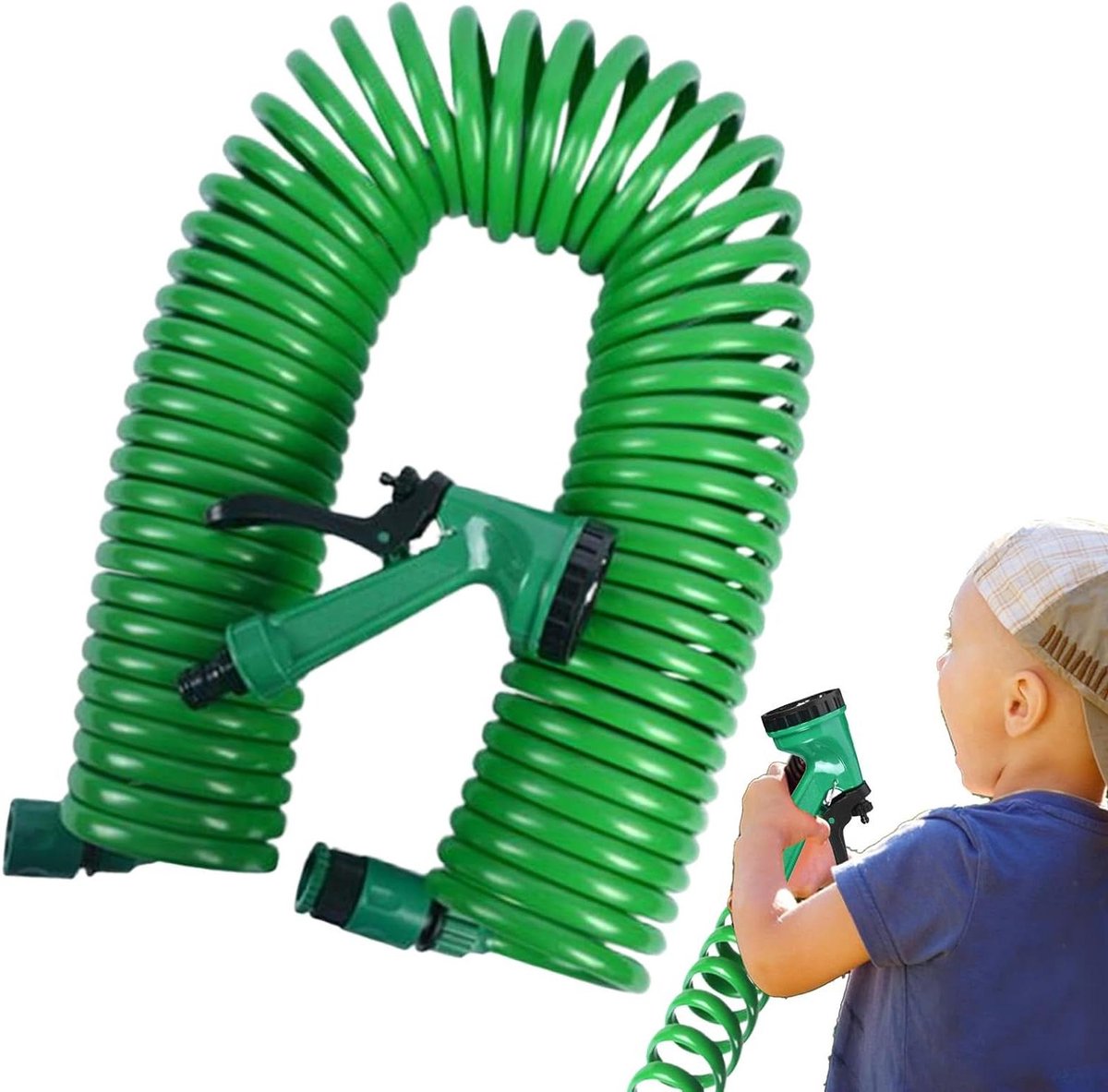 Tuinslang Uitrekbaar - Flexibele Slang - Tuinieren en Schoonmaken - Efficiënt oprolbaar ontwerp - 10 meter - Groen