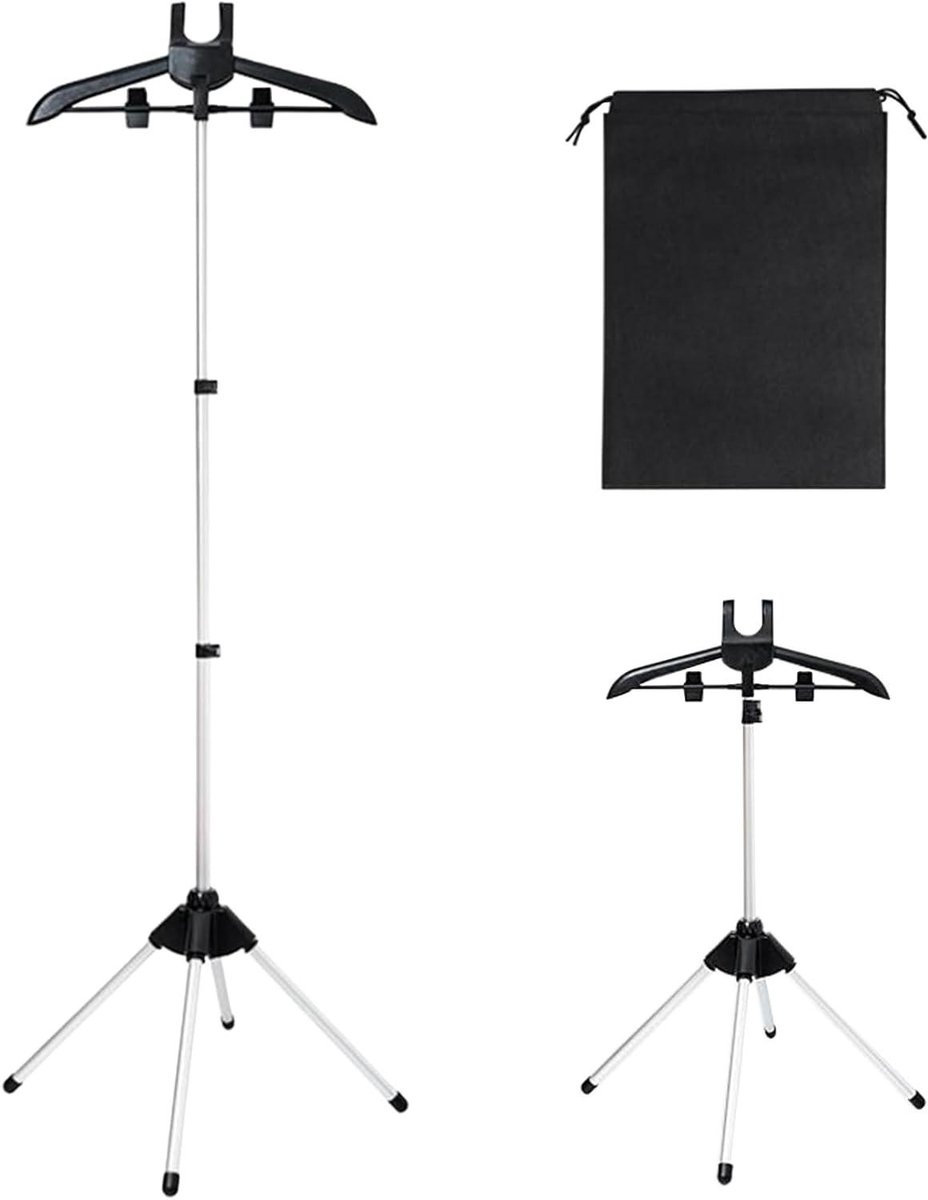 Stoomstrijkijzer Houder - Stoomrek Kleding - Kleding Stomen - In Hoogte Verstelbaar - 84-160 cm - Zwart