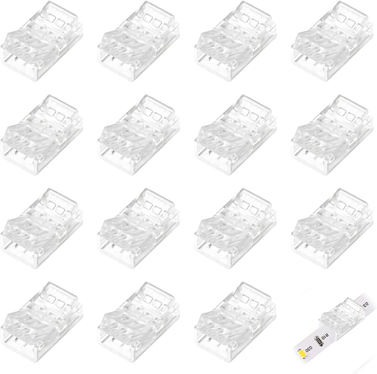 LED Strip Connector 2 Pin 8 mm - Solder-vrij en transparant - Eenvoudige aansluiting voor LED strips - SnelShoppen