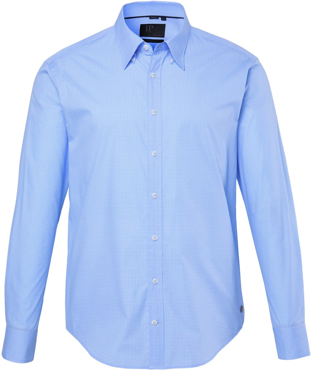 JP 1880 - Heren - Overhemd lange mouwen modern fit all-over print tot 8XL - Hemelsblauw - Maat 7XL