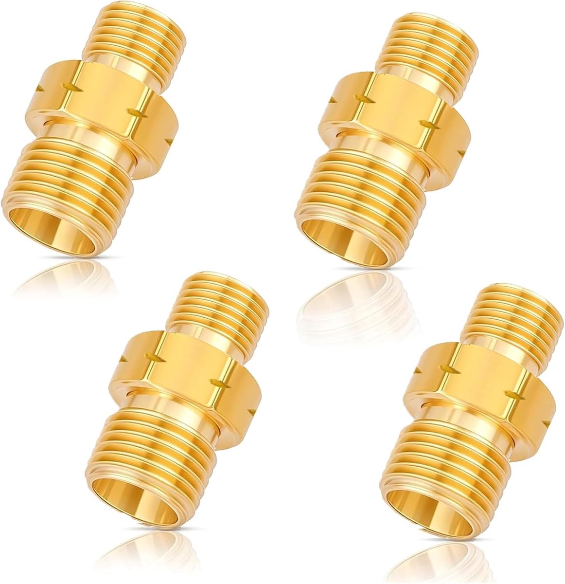 4pcs brass gas hose connector double nipple DN8 X DN10.1/4 inch on 3/8 inch left AG LH double nipple coupling propane - ShopVlot