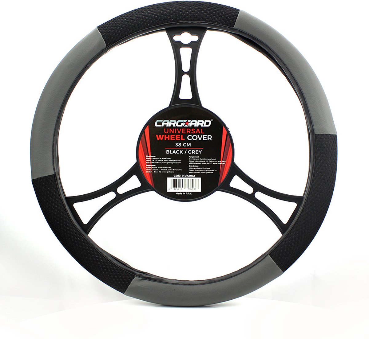 Universele Stuurwielbeschermer 38 cm - Stuurhoes Auto Grijs/Zwart, UV-bescherming, Sportief Uiterlijk, Geschikt voor Meeste Auto’s [55756GY]