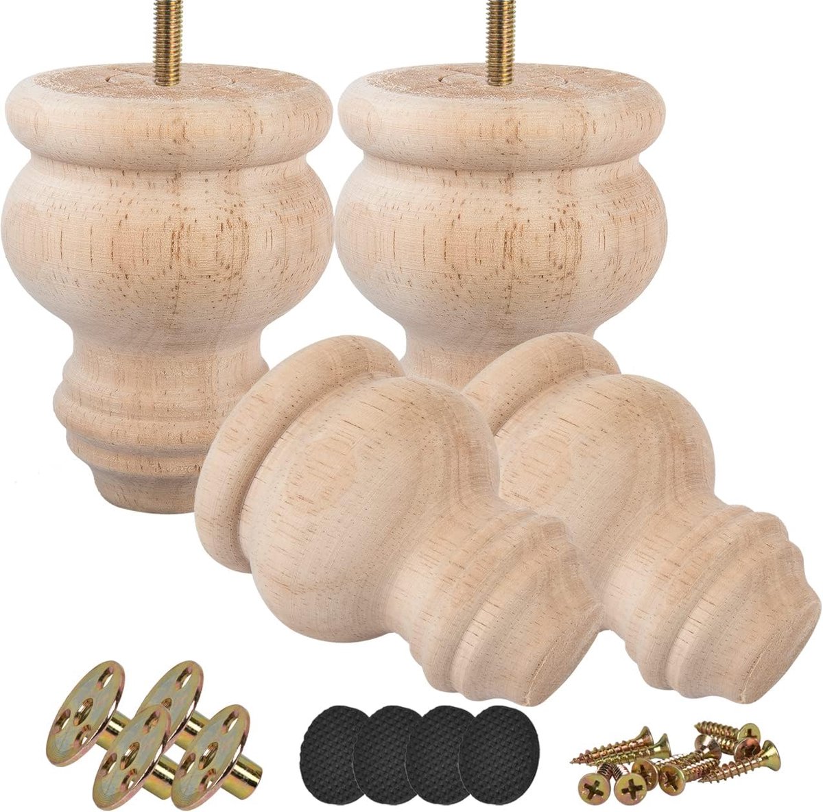 Meubelpoten 7,6 cm - Massief hout - Onbehandeld - Verhoog kleine meubels - ShopVlot