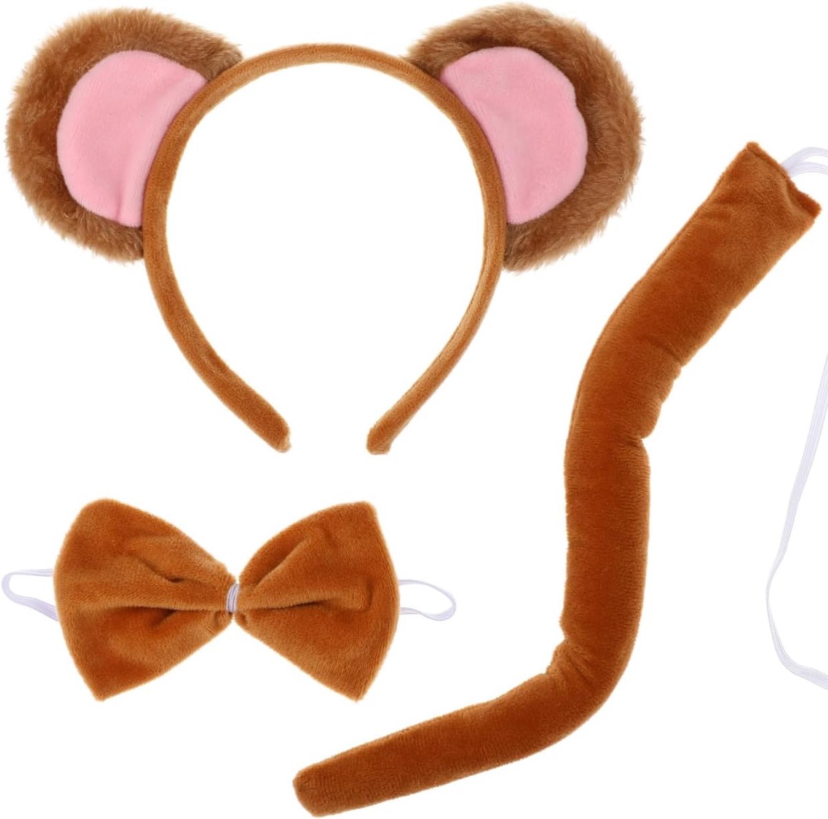 Monkey kostuumset voor kinderen - gouden aap oren, strik en staart - perfect voor Halloween en feesten - ShopVlot