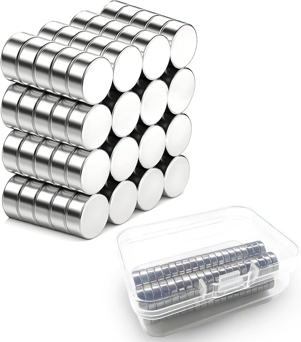Neodymium magneten 8 mm x 3 mm - krachtige ronde mini magneten - ideaal voor prikbord en koelkast - set van 80 - ShopVlot