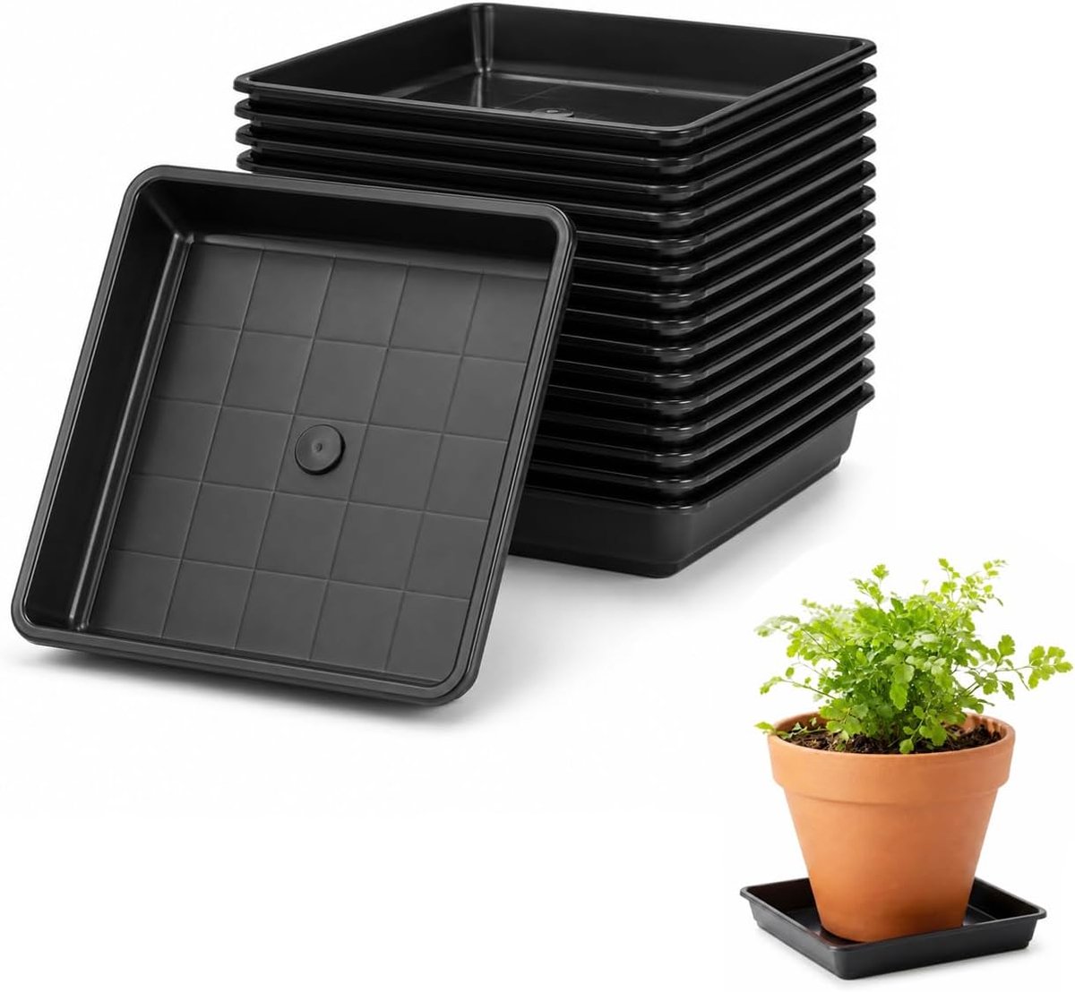 Bloempot 15 cm - vierkant - kunststof - ideaal voor binnenplanten - ShopVlot