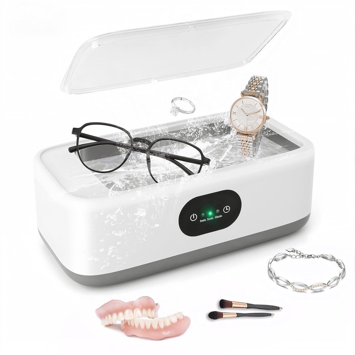 Ultrasoon reinigingsapparaat 640 ml - transparant - 48 kHz - grondige reiniging van brillen en sieraden - ShopVlot