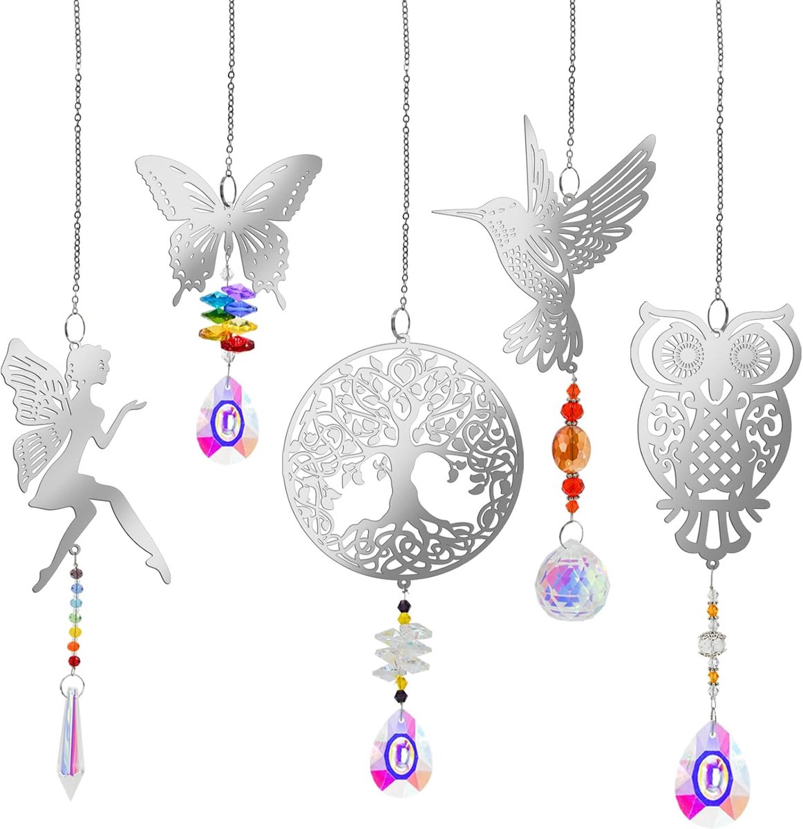 Kristallen suncatcher 5 stuks - kleurrijke hangers - K9 kristal - regenboog maker voor raamdecoratie - ShopVlot