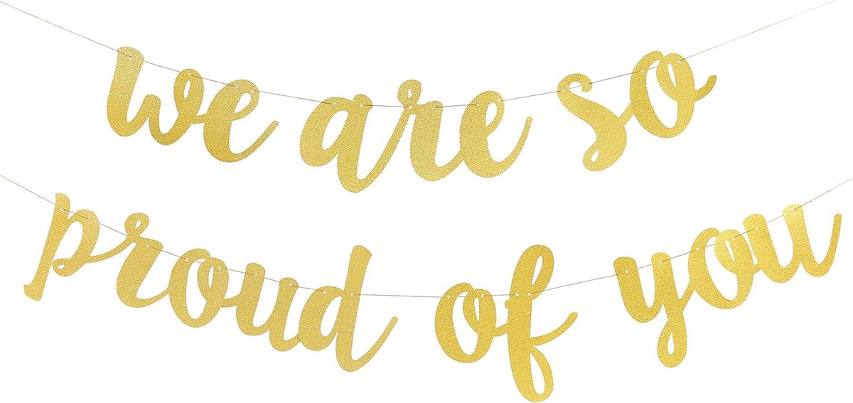 Verjaardagsbanner - Voorjaar 2023 - Gouden glitter - Voor school- en college-afgestudeerden - ShopVlot