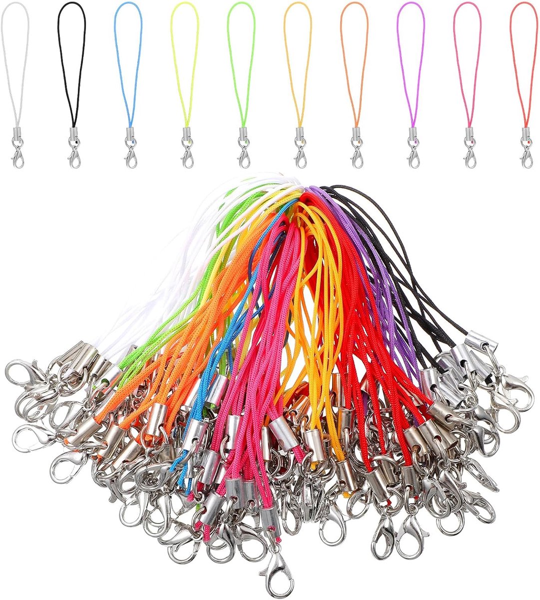 Mobiel telefoon hangers set van 100 - Kreeftsluiting - Polsband - Perfect voor DIY sleutelhangers - ShopVlot
