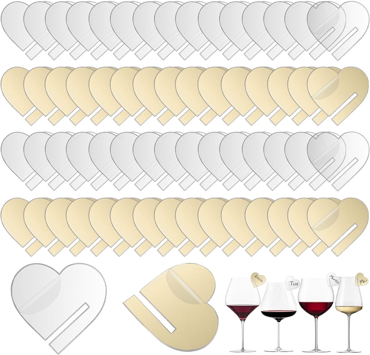 Acryl dranketiketten 60 stuks - ronde labels - waterdicht - ideaal voor bruiloften - ShopVlot