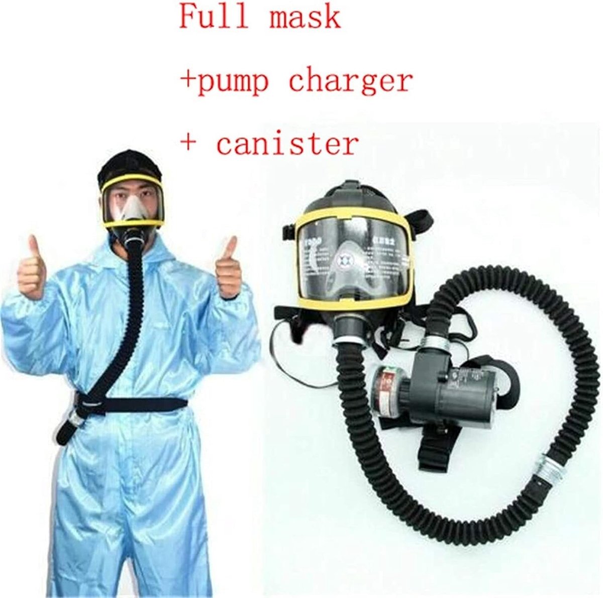 Volgelaatsmasker - Gasmasker Ademhalingsmasker - Stofvrij Werken - Constante Luchtstroom - 0.85 kg - Wit